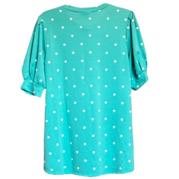 First love. Mint green and white polka dots.  Size large - Picture 5 of 5